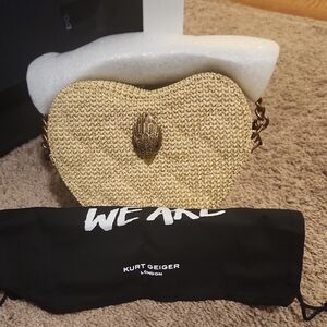 Kurt Geiger Gold Woven Heart Bag